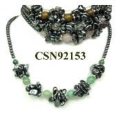 Assorted Colored Semi precious Stone Beads Hematite Chip Beads Stone Chain Choker Fashion Women Necklace